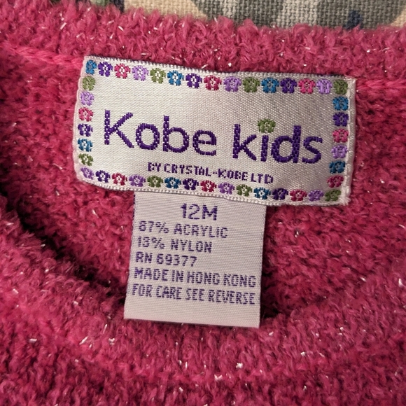 2pc Kobe Kids by Crystal Kobe Sparkle Pink Knit Heart Sweater Leggings 12 months - Picture 3 of 10